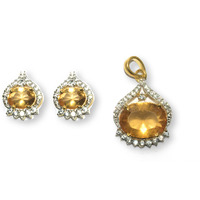 Indian Handcrafted Sparkling Orange Citrine & White Sapphire Set In Perfect Ethnic Setting for Women by Kearth Jewels