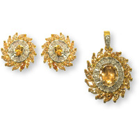 Indian Handcrafted Sparkling Orange Citrine & White Sapphire Set In Perfect Ethnic Setting for Women by Kearth Jewels