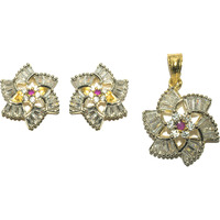 Indian Handcrafted Sparkling Star Shaped Pendant Emballished With Sparkling White Sapphire for Women by Kearth Jewels