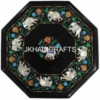 15   Black Marble Coffee Center Table Top Elephant Inlay Mosaic Home Decor