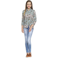 Women's Printed Beach Wear Mandarin Shirt