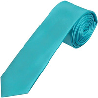 Mens Slim Skinny Solid Turquoise Color Satin Plain Neck Tie By Manna Stores (Color: Turquoise)