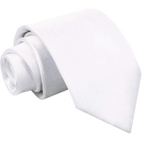 Mens Slim Skinny Solid White Color Satin Plain Neck Tie By Manna Stores (Color: White)
