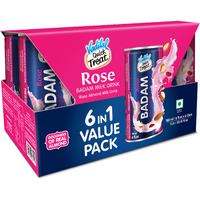 Vadilal Rose Badam Milk Drink 6 in 1 Value Pack - 180 Ml (6 Fl Oz)