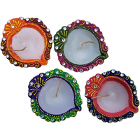 Decorative Diya With Wax - Pack of 4