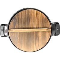 Cast Iron Wok With Wooden Lid - 11 In