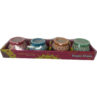 Bandhani Matki Diya With Wax - 4 Pc