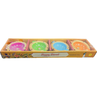 Decorated Color Diya Large - 4 Pc