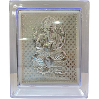 999 Pure Silver Ganesh Ji Photo Frame - 3 In x 2.5 In