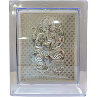 999 Pure Silver Ganesh Ji Photo Frame - 4.5 In x 3.5 In