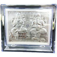 999 Pure Silver Laxmi Ji Ganesh Ji Photo Frame - 3 In x 2.5 In
