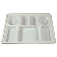 Plastic 7 Compartment Rectangular Plates - 25 Ct