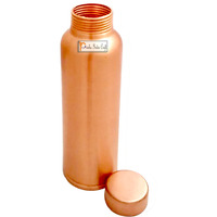 Prisha India Craft Leak Proof Ergonomic Design Lacquer Coated Matt Finish Pure Copper Bottle, Storage water & Travelling Purpose, 1000 ML