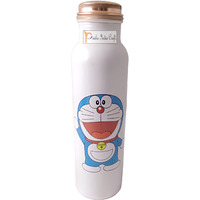 Prisha India Craft Digital Printed Pure Copper Water Bottle Kids School Water Bottle - Doremon Design, 1000 ML