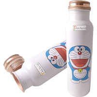 Prisha India Craft Digital Printed Pure Copper Water Bottle Kids School Water Bottle - Doremon Design, 1000 ML| Set of 2