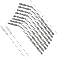 Prisha India Craft Eco-friendly Bent Drinking Stainless Steel Cocktail Straws, Best for Parties, Barware, | Set of 8 | Length 8.00 INCH