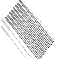 Prisha India Craft Eco-friendly Stainless Steel Plain Drinking Straight Straws, Best for Parties, Barware, | Set of 8 | Length 8 INCH