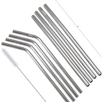 Prisha India Craft Eco-friendly Stainless Steel Drinking Straws (4 Pc Bent Straw + 4 Pc Straight Straw) | Length 8.00 INCH | Set of 8