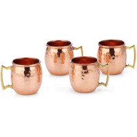 Prisha India Craft 2 Oz. Solid Copper Mini Moscow Mule Shot Mug, Set of 4 Authentic 100% Solid Copper Hammered Moscow Mule Mug 2-Oz Shot Glass - Set of 4