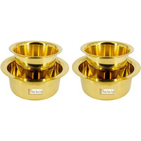 Prisha India Craft Brass Dawara Tumbler| Dabara|Tumbler for Serving Filter Coffee/Tea, Golden Color Cup Set of 2