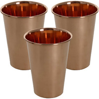 Set of 3 - Prisha India Craft B. Copper Cup Water Tumbler - Handmade Water Glasses - Traveller's Copper Mug for Ayurveda Benefits