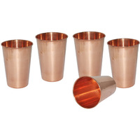 Set of 5 - Prisha India Craft B. Copper Cup Water Tumbler - Handmade Water Glasses - Traveller's Copper Mug for Ayurveda Benefits