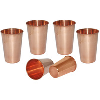 Set of 6 - Prisha India Craft B. Copper Cup Water Tumbler - Handmade Water Glasses - Traveller's Copper Mug for Ayurveda Benefits