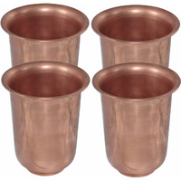 Set of 4 - Prisha India Craft B. Handmade Water Glass Copper Tumbler | Traveller's Copper Cup