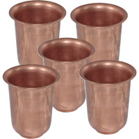Set of 5 - Prisha India Craft B. Handmade Water Glass Copper Tumbler | Traveller's Copper Cup