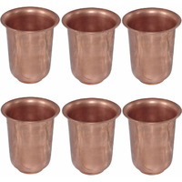 Set of 6 - Prisha India Craft B. Handmade Water Glass Copper Tumbler | Traveller's Copper Cup