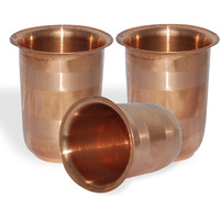 Set of 3 - Prisha India Craft B. Drinking Copper Glass Tumbler Handmade Water Glasses - Copper Cup - Traveller's Copper Mug for Ayurveda Benefits