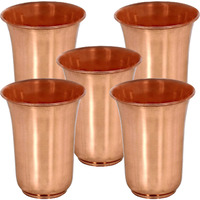 Set of 5 - Prisha India Craft B. Handmade Water Glass Copper Tumbler | Traveller's Copper Cup