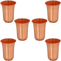 Set of 6 - Prisha India Craft B. Handmade Water Glass Copper Tumbler | Traveller's Copper Cup
