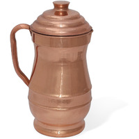 Prisha India Craft B. Pure Copper Jug Water Pitcher with Lid Indian Copper Utensils Capacity 1.9 L