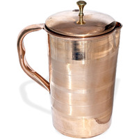 Prisha India Craft B. Pure Copper Water Jug Drinkware Tableware Pitcher for Ayurveda Healing Capacity 1.6 L