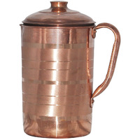 Prisha India Craft B. Best Quality Pure Copper Jug Water Pitcher Handmade Indian Copper Utensils for Ayurveda Healing Capacity 1.8 L