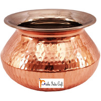 Prisha India Craft B. High Quality Handmade Steel Copper Casserole - Copper Serving Handi Bowl - Copper Serveware Dishes Bowl Dia - 6.5  X Height - 4.50  - Christmas Gift