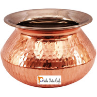 Prisha India Craft B. High Quality Handmade Steel Copper Casserole - Copper Serving Handi Bowl - Copper Serveware Dishes Bowl Dia - 5.5  X Height - 3.50  - Christmas Gift