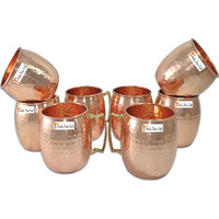 Set of 8 - Prisha India Craft B. Moscow Mule Solid Copper Mug 550 ML / 18 oz - 100% Pure Copper Hammered Best Quality Lacquered Finish, Cocktail Cup, Copper Mugs, Cocktail Mugs with No Inner Linings