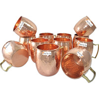 Set of 12 - Prisha India Craft B. Moscow Mule Solid Copper Mug 550 ML / 18 oz - 100% Pure Copper Hammered Best Quality Lacquered Finish, Cocktail Cup, Copper Mugs, Cocktail Mugs with No Inner Linings