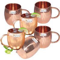 Set of 6 - Prisha India Craft B. Copper Barrel Mug Classic for Moscow Mule 520 ML / 17 oz Pure Copper Mug, Copper Mule Cup, Moscow Mule Cocktail Cup, Copper Mugs, Cocktail Mugs - with No Inner Linings