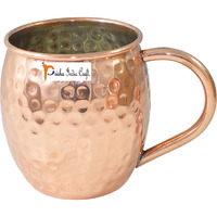 Set of 8 - Prisha India Craft B. Copper Barrel Mug Hammered for Moscow Mules 520 ML / 17 oz Inside Nickel Outside Copper Mule Cup, Moscow Mule Cocktail Cup, Cocktail Mugs with INNER LININGS COPPER MUG