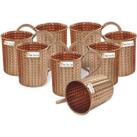 Set of 8 - Prisha India Craft B. Pure Copper Cocktail Moscow Mule Mug Diamond Cut Design 475 ML / 16 oz - 100% pure copper - Lacquered Finish Cup, Moscow Mule Cocktail Cup, Copper Mugs, Cocktail Mugs
