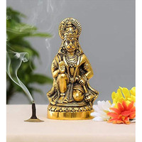 Prince Home Decor & Gifts Hanuman Ji Statue Sitting In Metal Hanuman Ji Idol Bajrangbali Murti Gift Article Decorative Showpiece, Multicolour, 1 Piece.
