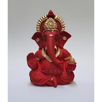 Gold Art India Ganesha Idol for car Dashboard/Home/Office Shelves/Diwali/Gifting /3.5 inches (Maroon Red)