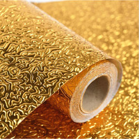 JSKB Enterprises Aluminium Sticker Foil Oil Proof Waterproof Kitchen Wall, Drawer, Decor, Furniture, Wallpapers Foil (200 x 61 cm Size) [Premium Edition] (200 x 61 cm (2 Meter), Golden 1)
