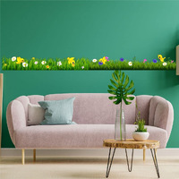 CVANU Wonderful Flower Design Bird Wall/Border Sticker Spring Flowers PVC Transparent Vinyl for Home Decoration Size (270x27) cm_Multicolour