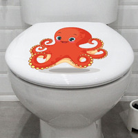 CVANU Cute Cartoon Octopus Design Toilet Seat Stickers Decals Self-Adhesive Removable PVC Vinly (10x10) inch, Pack of 2