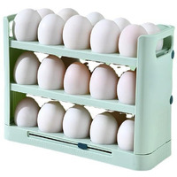 HomeCloud 30 Grid Egg Holder for Refrigerator 3-Layer Flip Egg Storage Container for Refrigerator Door Plastic Reusable Versatile Large Capacity Egg Organizer for Refrigerator (Green)