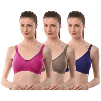 Vanila D Cup Size Seamless Bra Lingerie for Women- Comfortable and Supportive - Made with Milanch Fabric and Hosiery - Perfect for Everyday Wear (Nude_Pink_Blue, Size 40- Pack of 3)